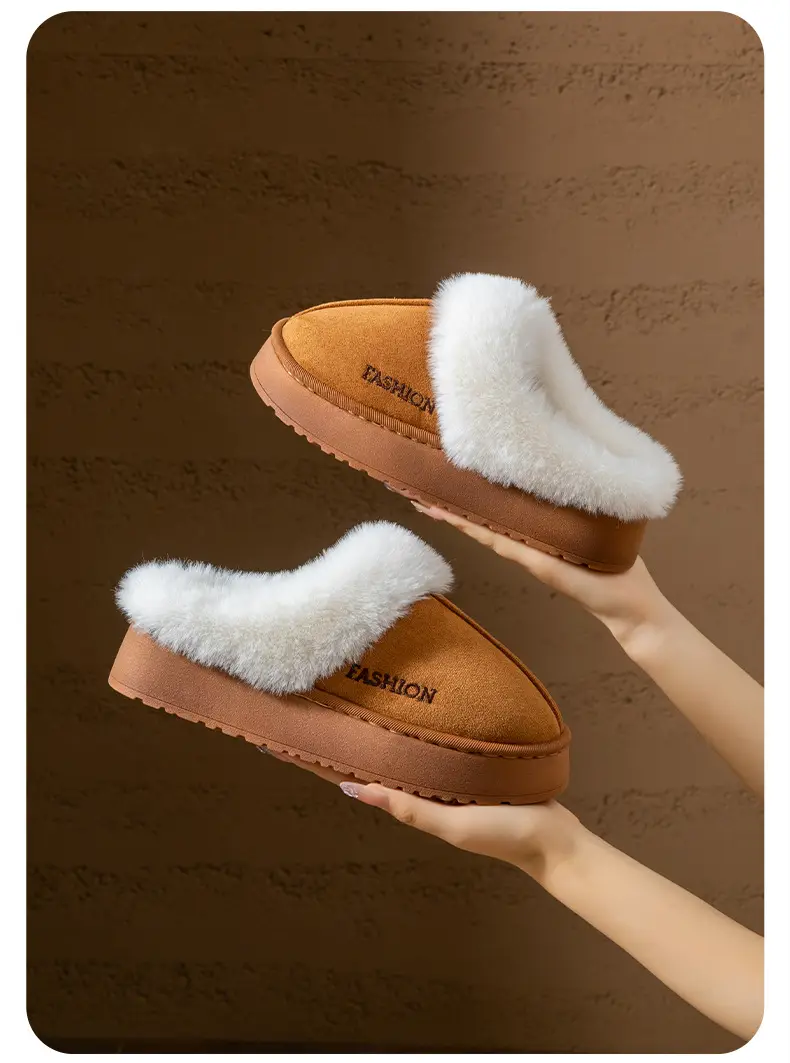 Women Plush Warm Cotton Slippers Winter Indoor Soft — feature 15