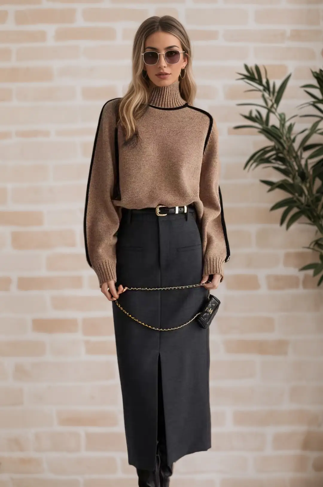 Cross-Border Trade Autumn and Winter Half-High Collar Three-Dimensional Striped Slimming Casual Loose Pullover Knit Sweater Lazy Style Sweater — feature 8