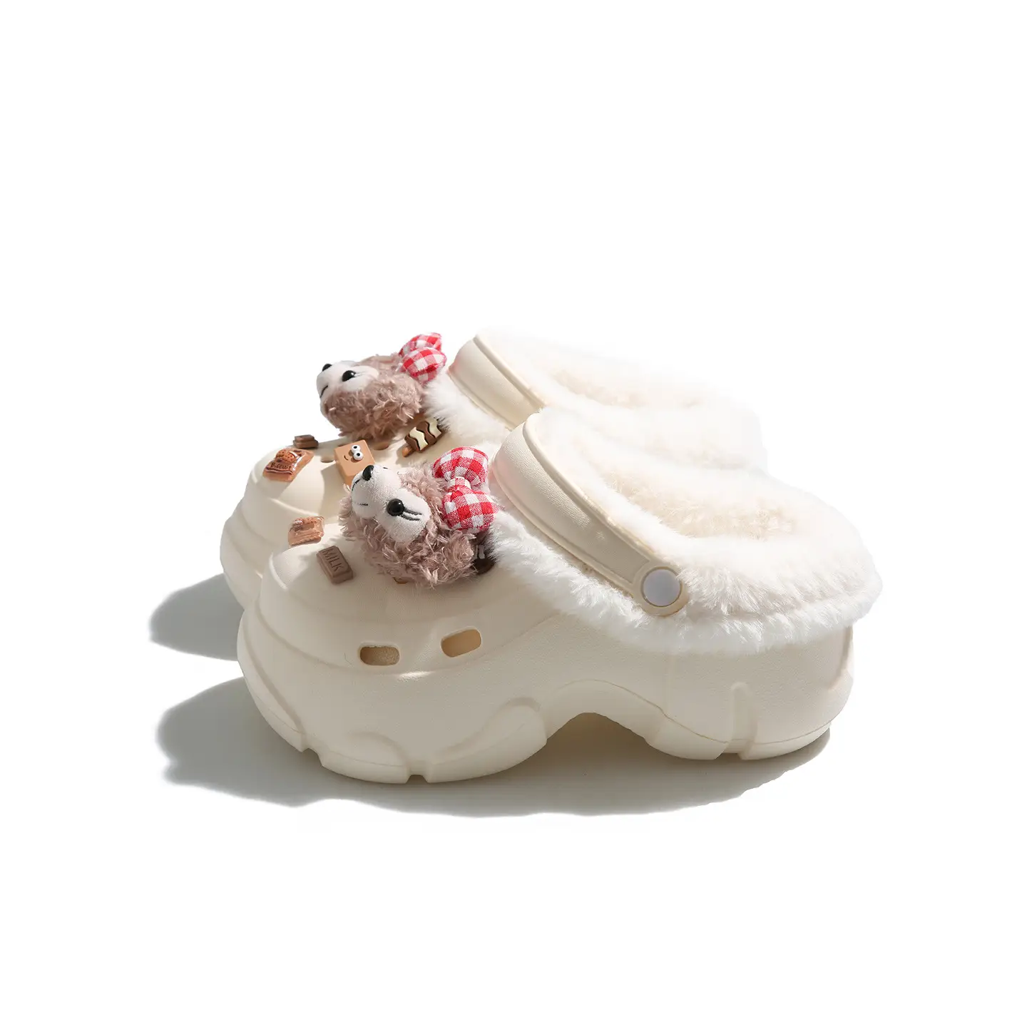 Women's Fleece Lined Clogs with Bear Design - Image 9