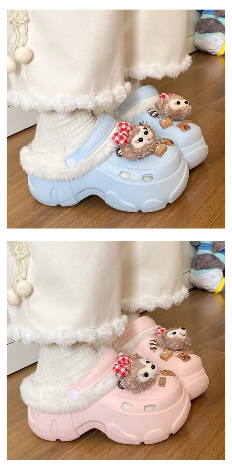 Women's Fleece Lined Clogs with Bear Design — feature 17