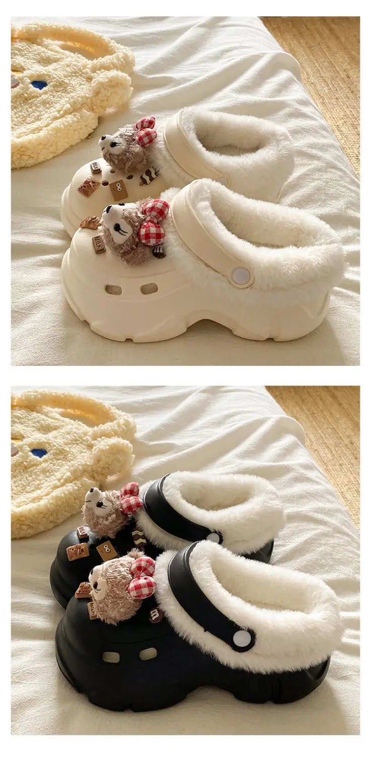 Women's Fleece Lined Clogs with Bear Design — feature 19