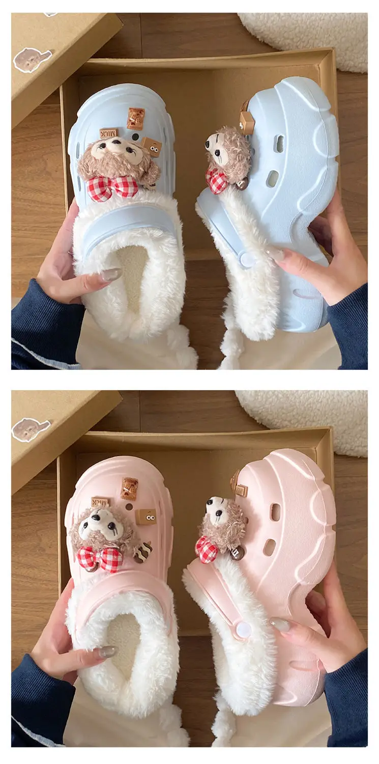 Women's Fleece Lined Clogs with Bear Design — feature 20