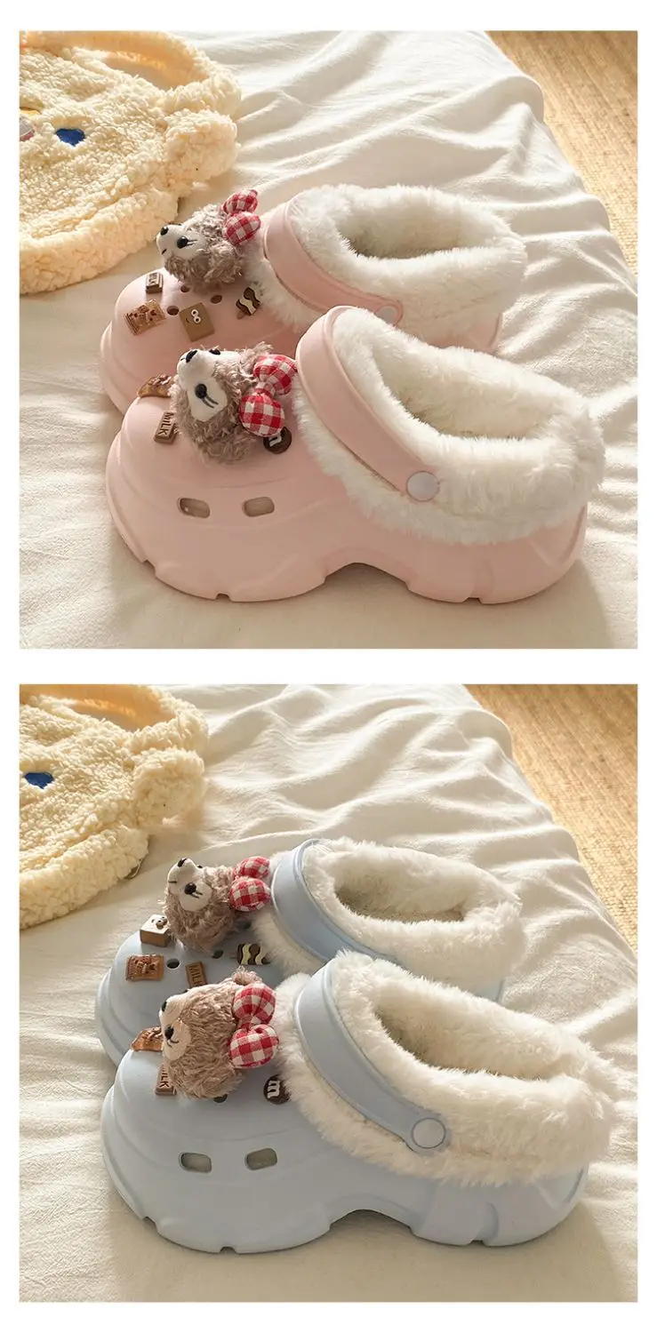 Women's Fleece Lined Clogs with Bear Design — feature 21
