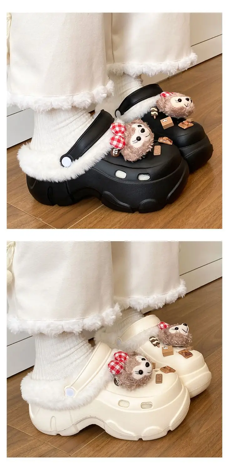 Women's Fleece Lined Clogs with Bear Design — feature 24