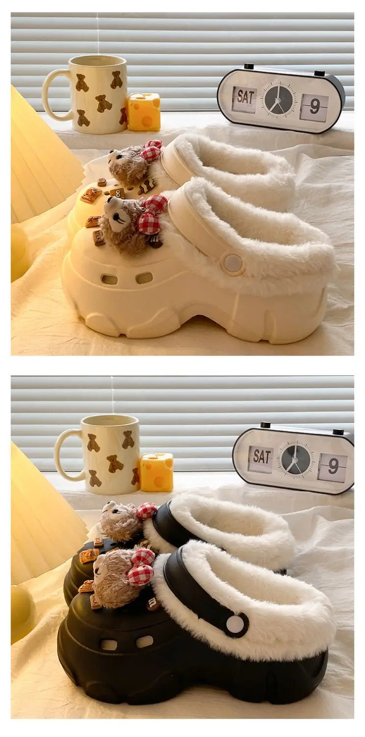 Women's Fleece Lined Clogs with Bear Design — feature 25