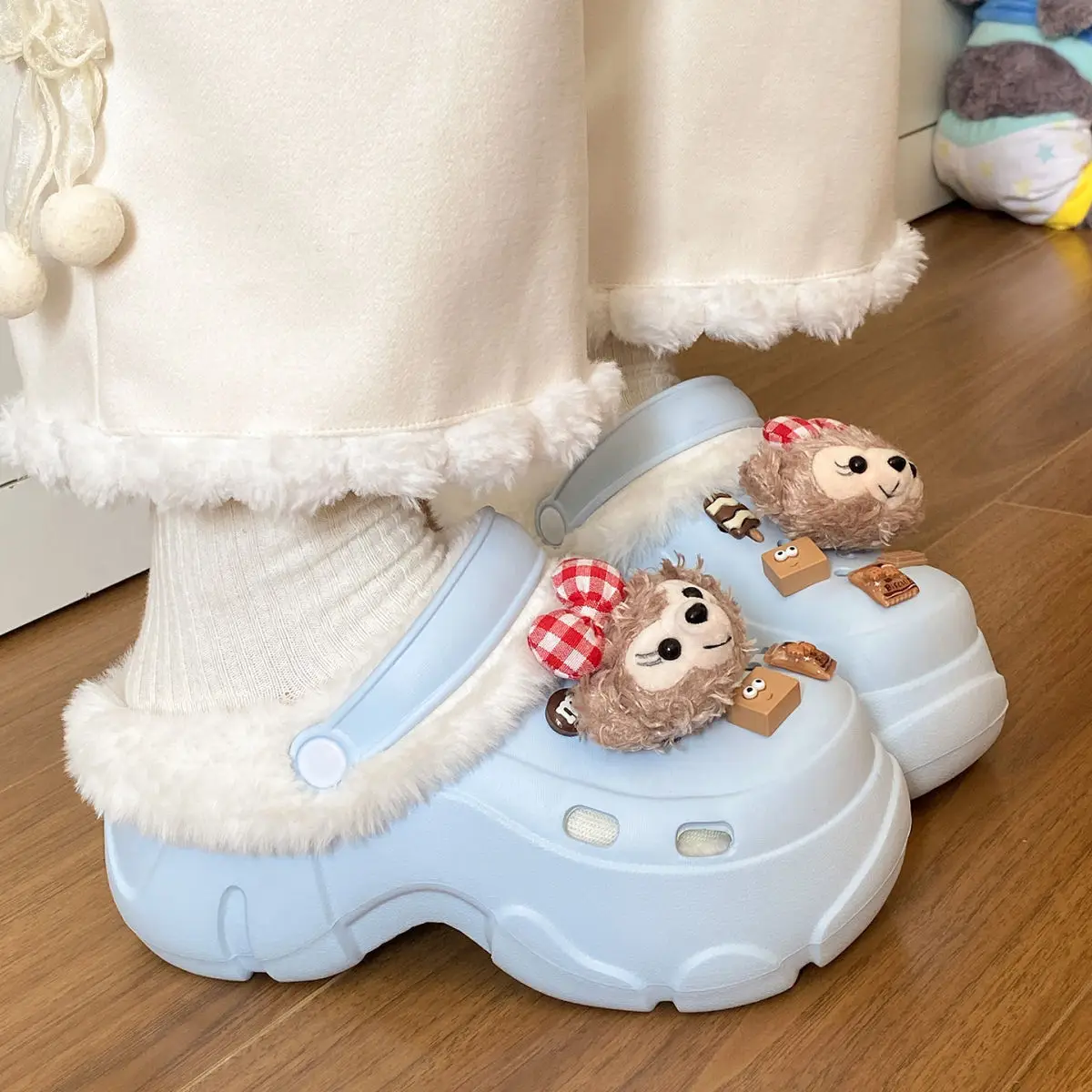Women's Fleece Lined Clogs with Bear Design — feature 32