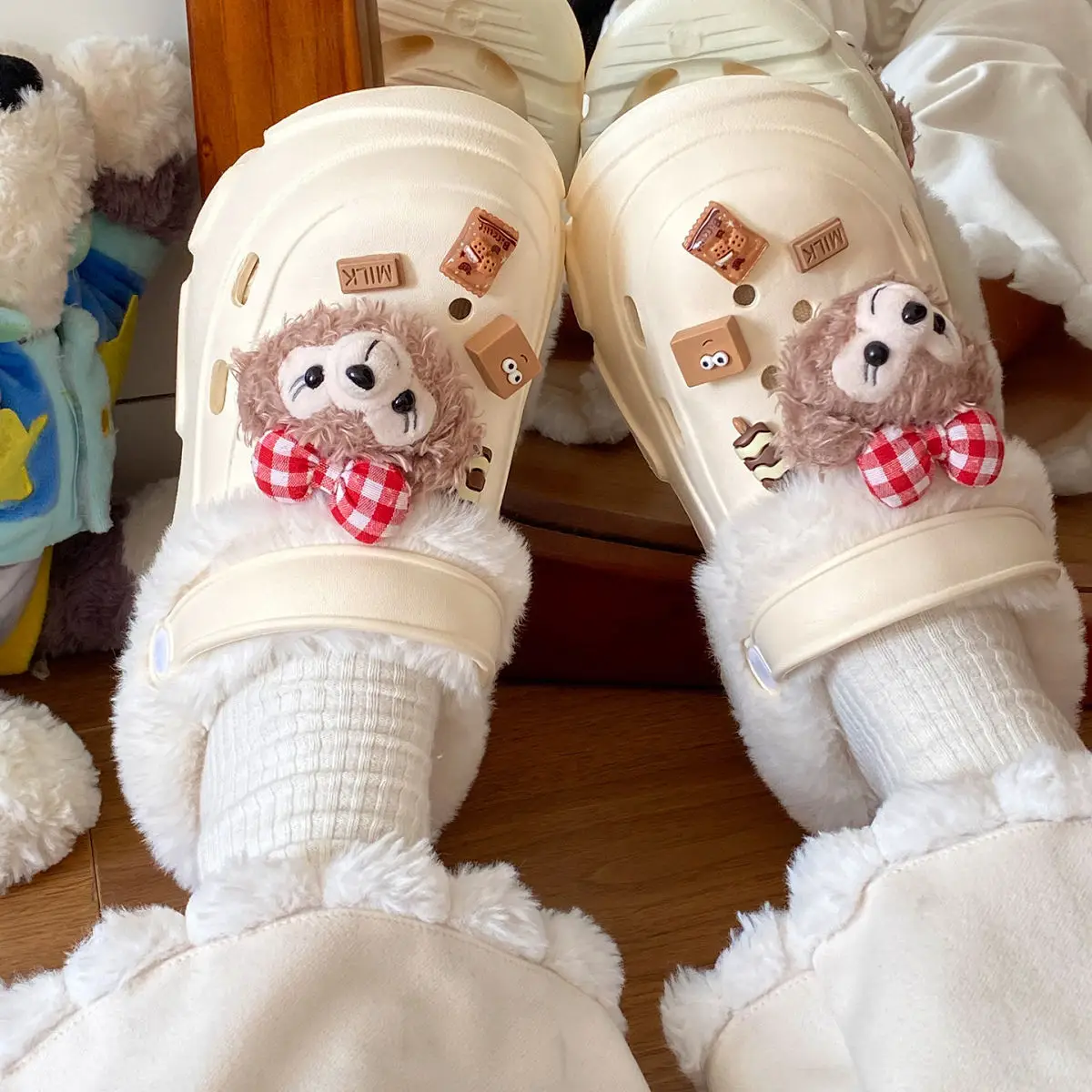 Women's Fleece Lined Clogs with Bear Design — feature 37