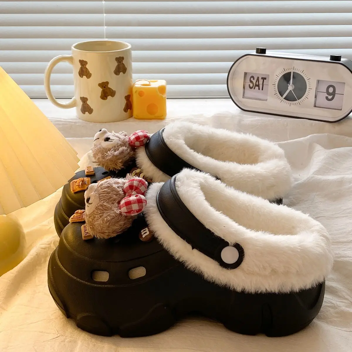 Women's Fleece Lined Clogs with Bear Design — feature 41