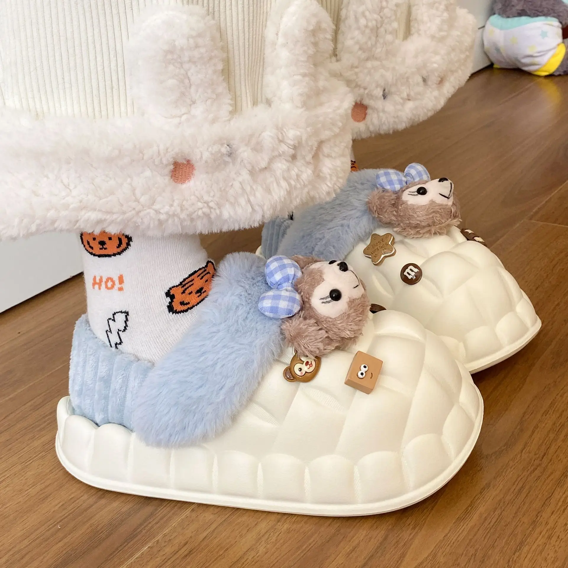 Cute Bear Removable Cotton Slippers Women Winter Warm Waterproof - Image 9