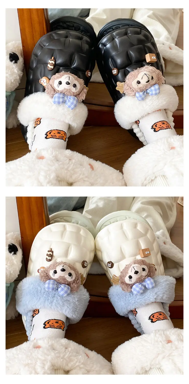 Cute Bear Removable Cotton Slippers Women Winter Warm Waterproof — feature 14