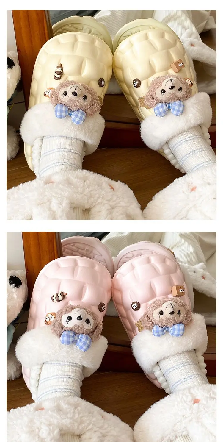 Cute Bear Removable Cotton Slippers Women Winter Warm Waterproof — feature 20