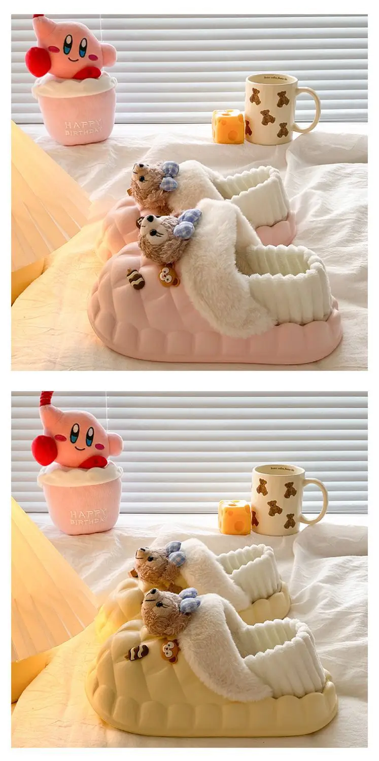 Cute Bear Removable Cotton Slippers Women Winter Warm Waterproof — feature 26