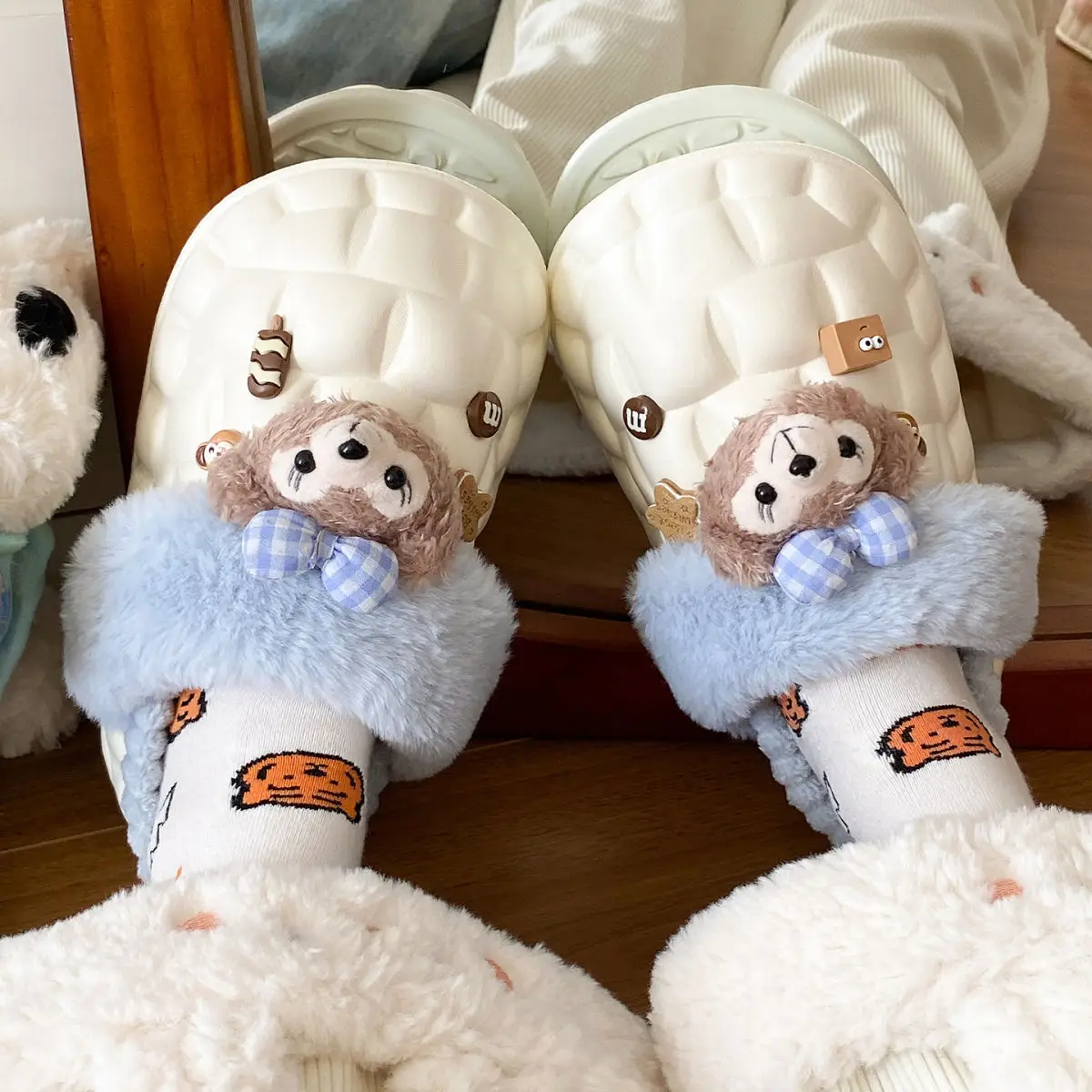Cute Bear Removable Cotton Slippers Women Winter Warm Waterproof — feature 31