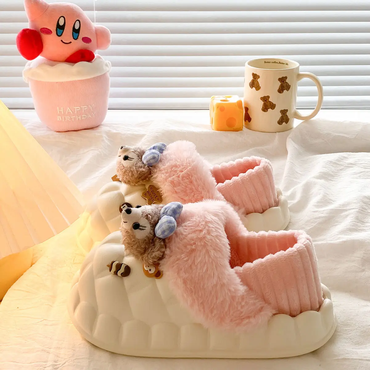 Cute Bear Removable Cotton Slippers Women Winter Warm Waterproof — feature 46
