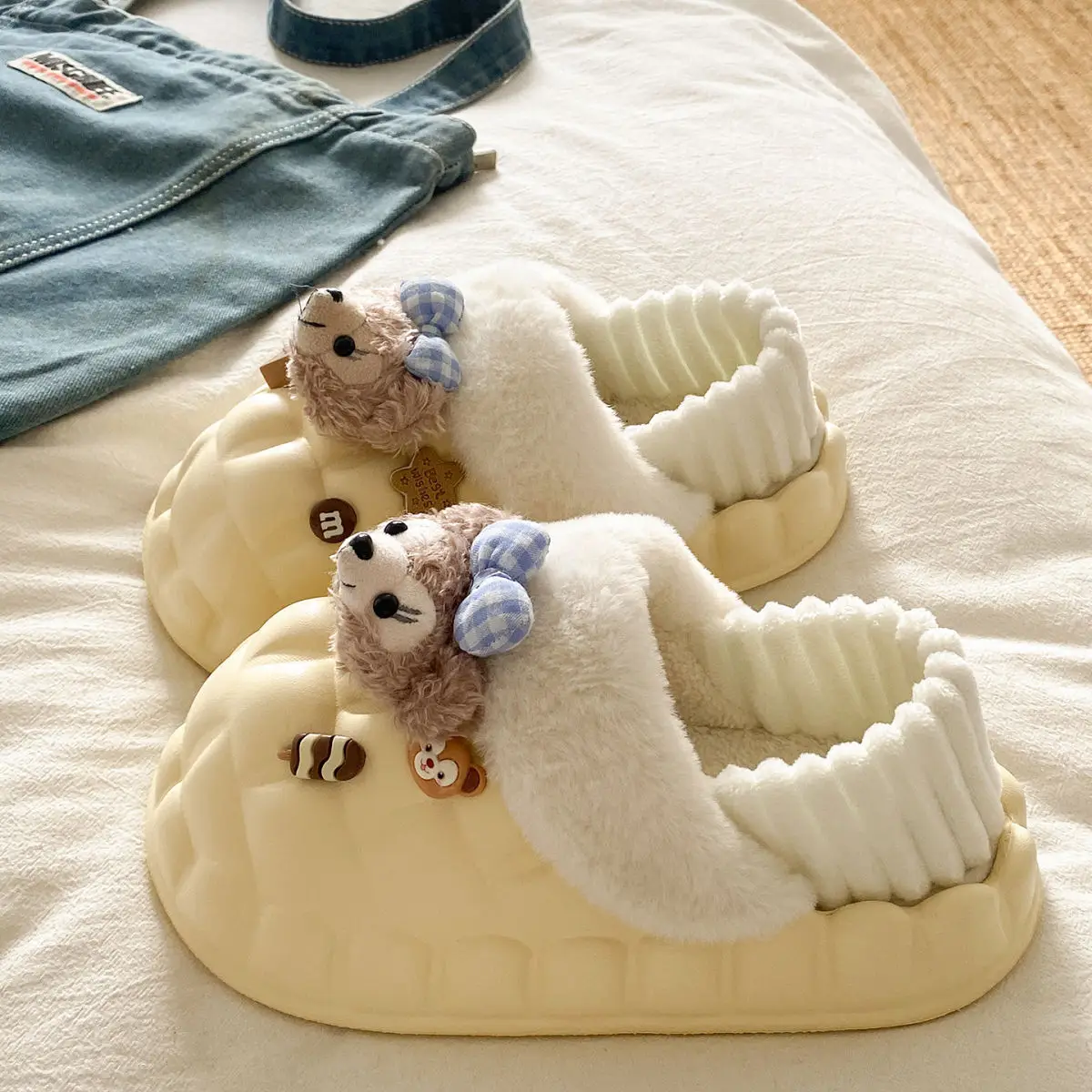 Cute Bear Removable Cotton Slippers Women Winter Warm Waterproof — feature 51