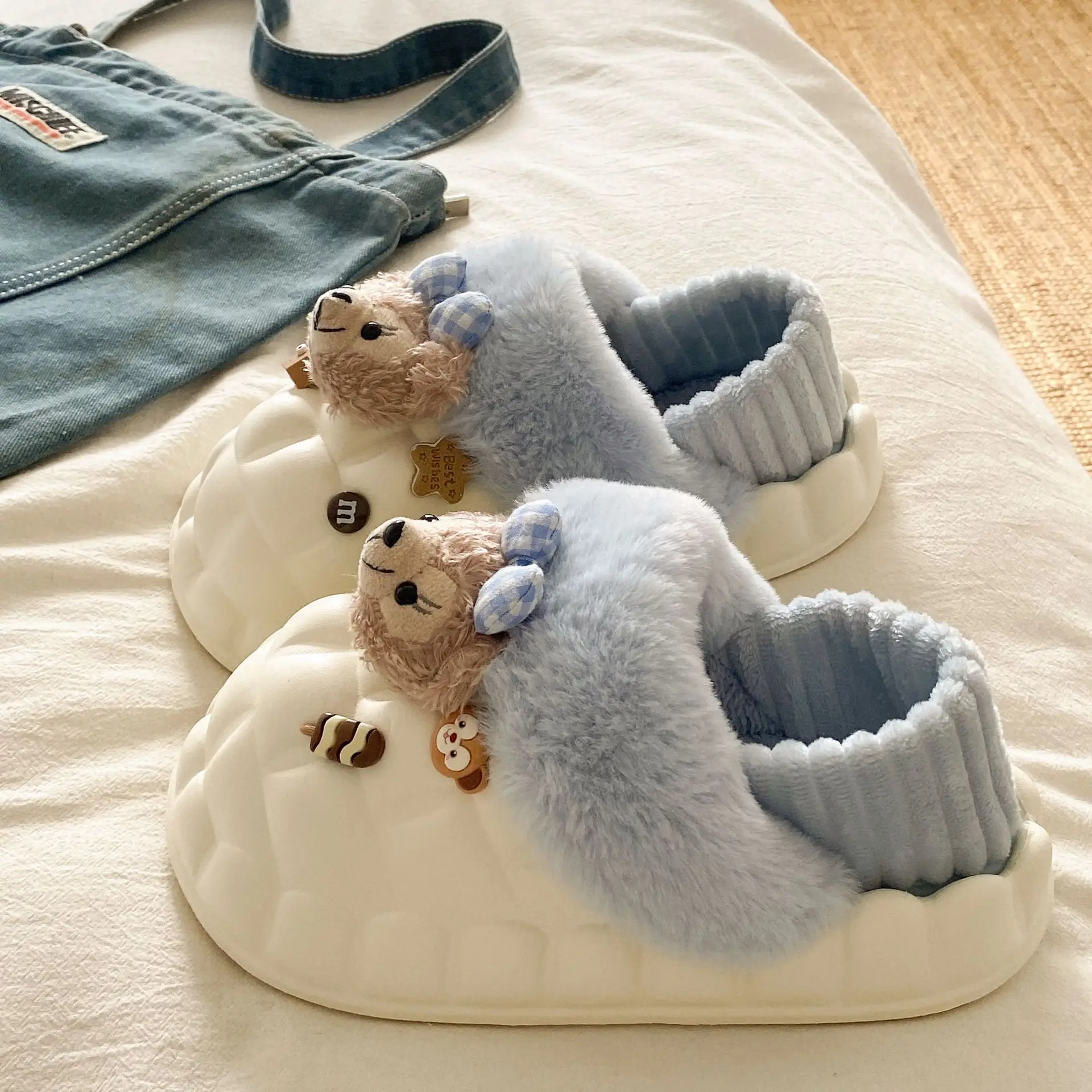 Cute Bear Removable Cotton Slippers Women Winter Warm Waterproof - Image 5