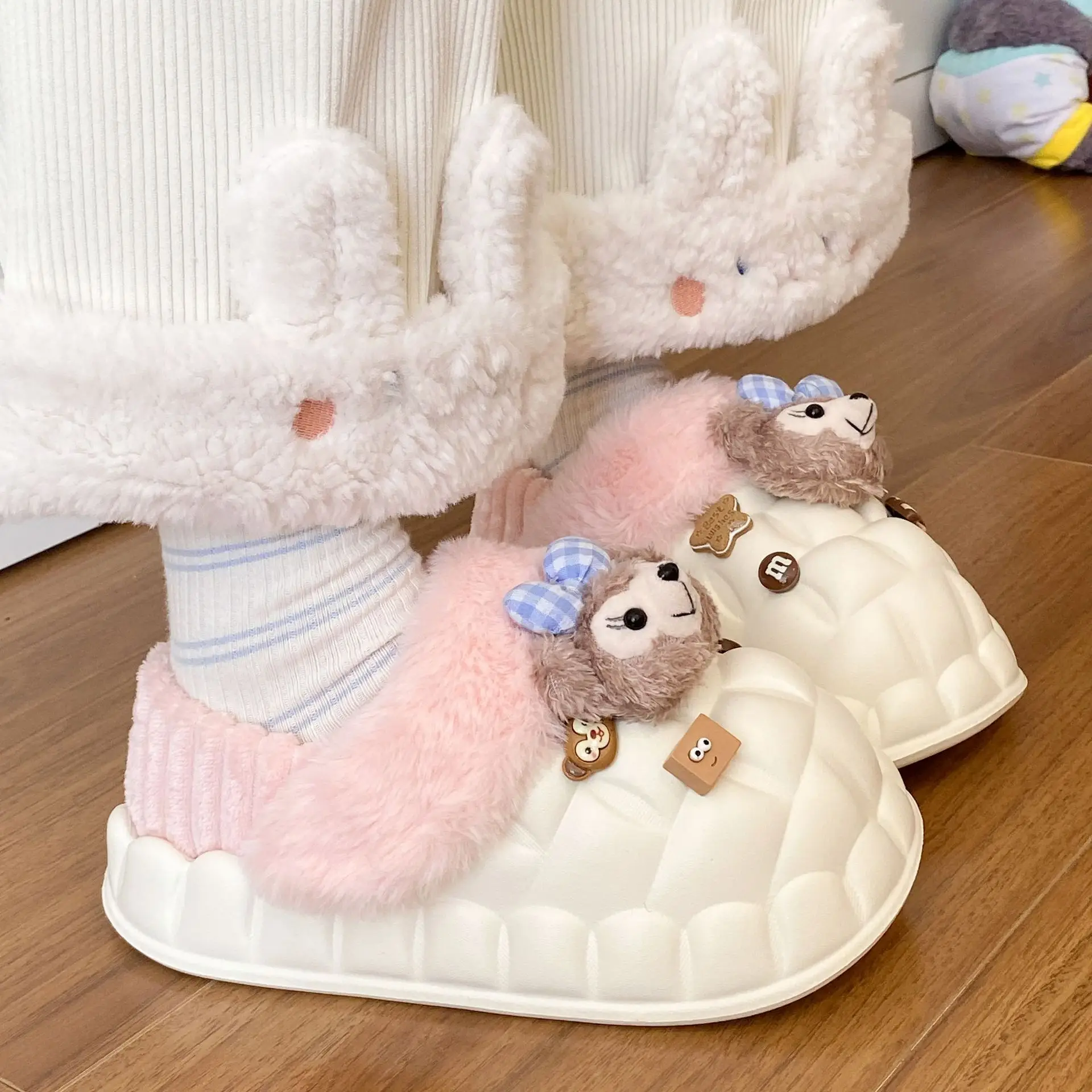 Cute Bear Removable Cotton Slippers Women Winter Warm Waterproof - Image 6