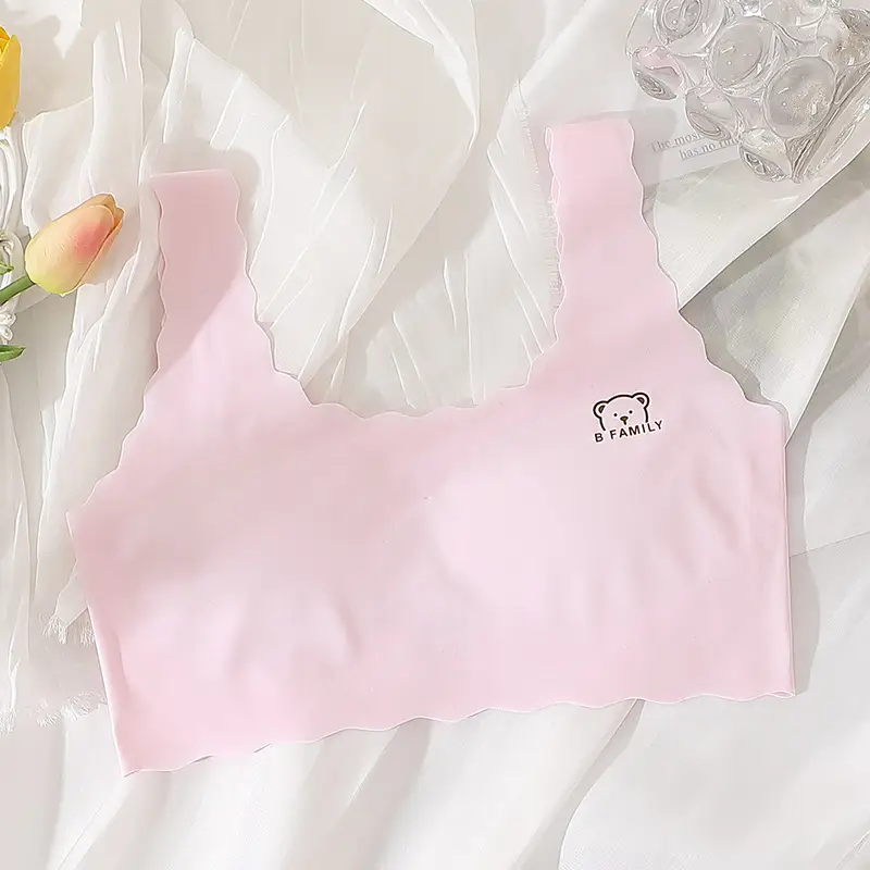 Girls' Intimates Development Period Primary School Students 12-16 Years Old Ice Silk Seamless Junior High School Girls' Bra Kidsren's Vest - Image 3
