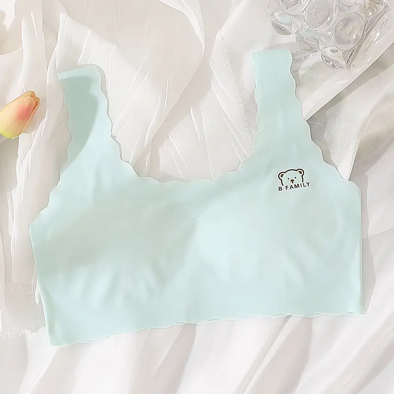 Girls' Intimates Development Period Primary School Students 12-16 Years Old Ice Silk Seamless Junior High School Girls' Bra Kidsren's Vest - Image 4
