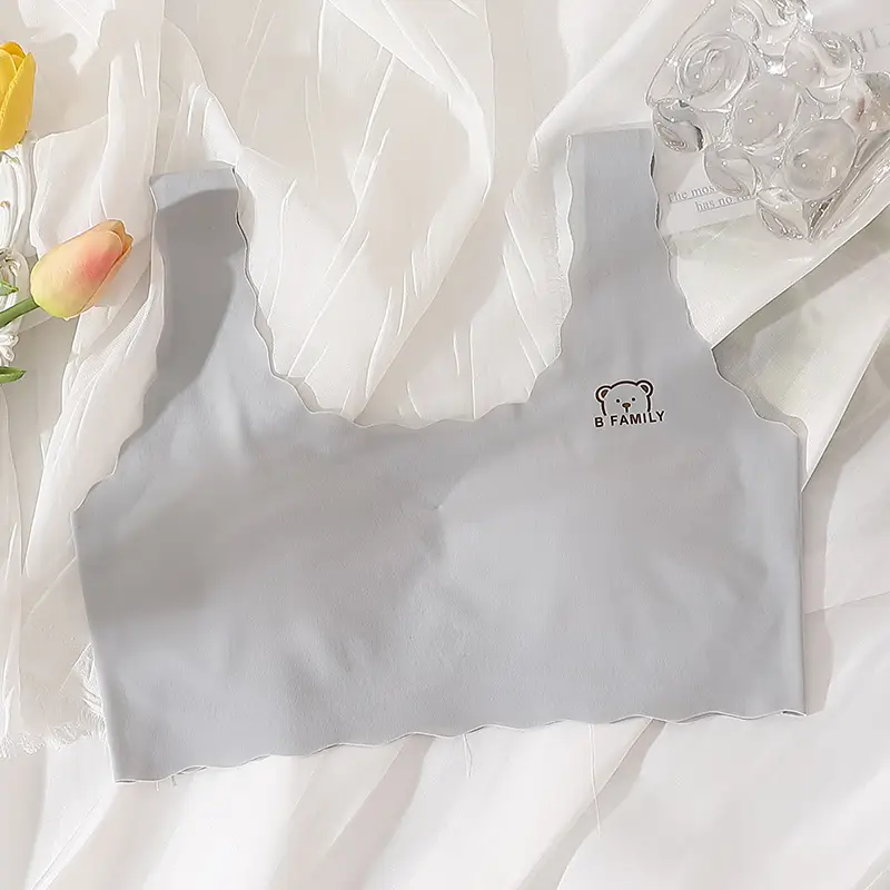 Girls' Intimates Development Period Primary School Students 12-16 Years Old Ice Silk Seamless Junior High School Girls' Bra Kidsren's Vest - Image 5