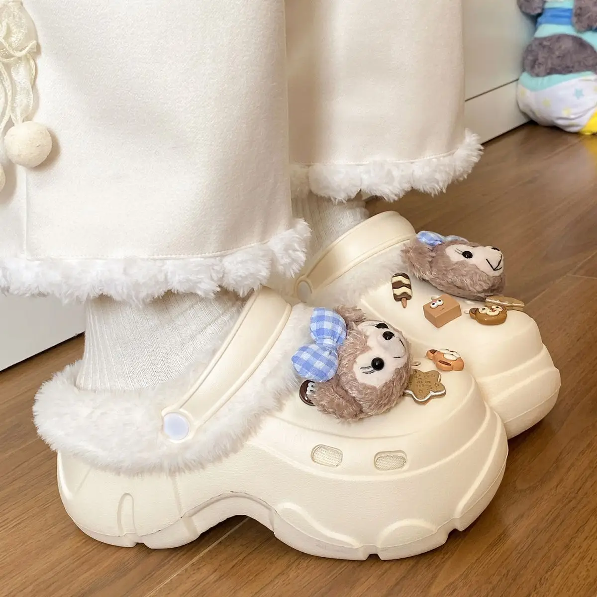 Cute Bear Design Winter Croc Shoes for Women — feature 30