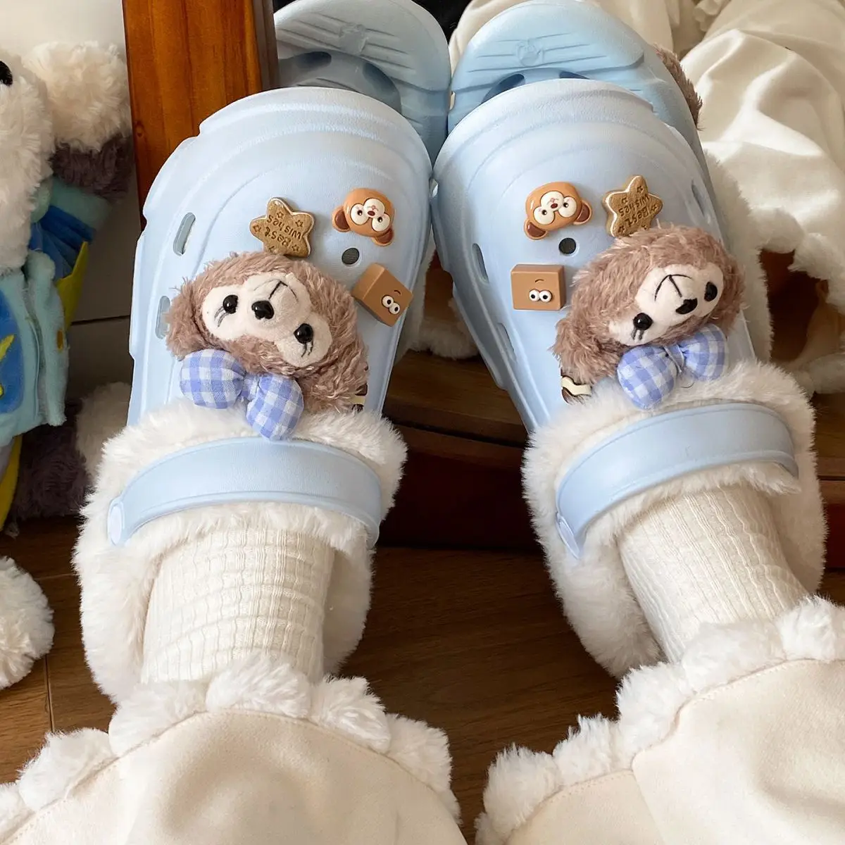 Cute Bear Design Winter Croc Shoes for Women — feature 38