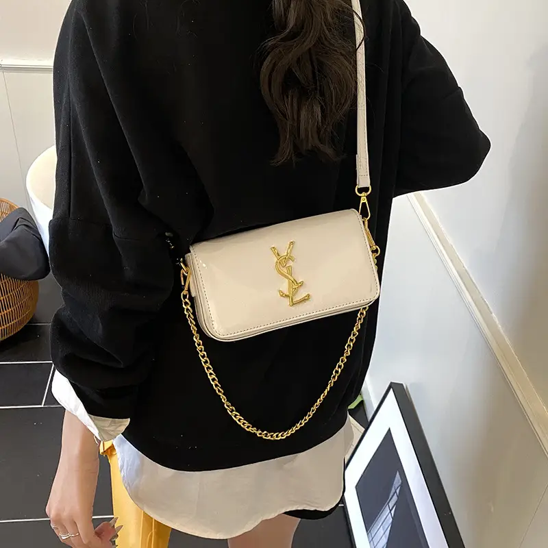Black Glossy Chain Crossbody Bag for Women 2025 - Image 9
