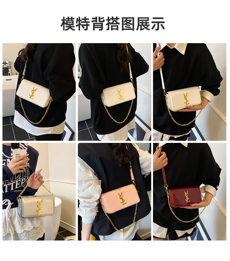 Black Glossy Chain Crossbody Bag for Women 2025 — feature 3