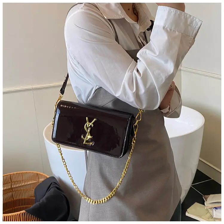 Black Glossy Chain Crossbody Bag for Women 2025 — feature 36
