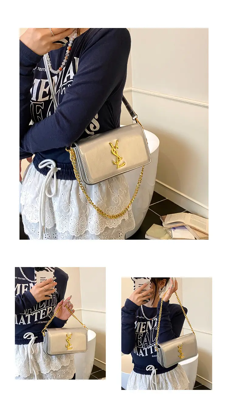 Black Glossy Chain Crossbody Bag for Women 2025 — feature 4