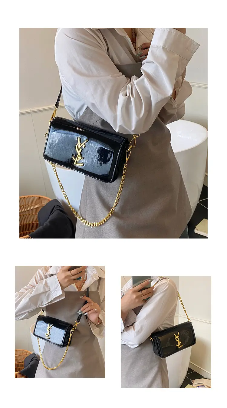 Black Glossy Chain Crossbody Bag for Women 2025 — feature 6