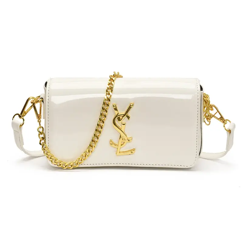 Black Glossy Chain Crossbody Bag for Women 2025 - Image 2