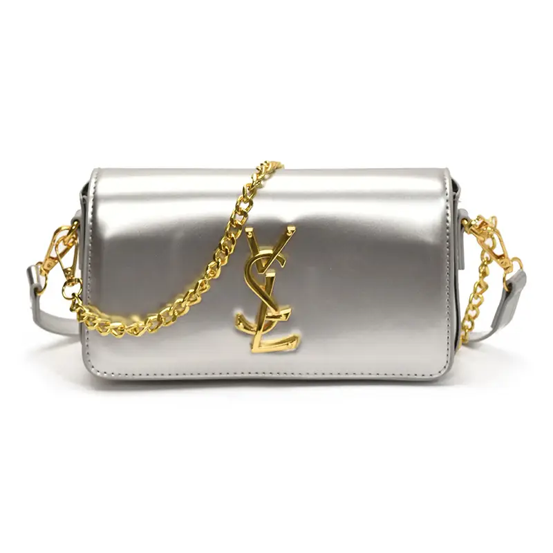 Black Glossy Chain Crossbody Bag for Women 2025 - Image 3