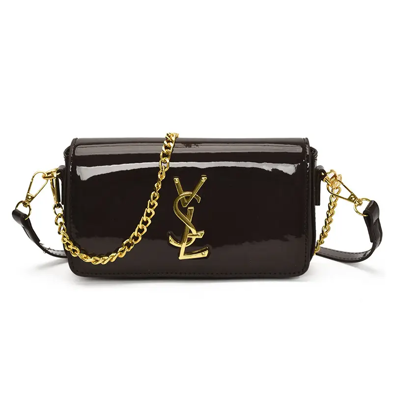 Black Glossy Chain Crossbody Bag for Women 2025 - Image 5