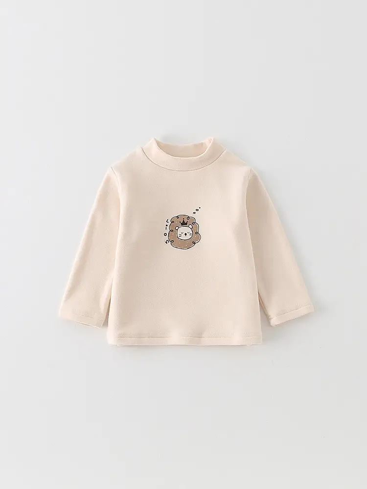 Infant Long Sleeve T-Shirt Set Gray Beige Cartoon Print