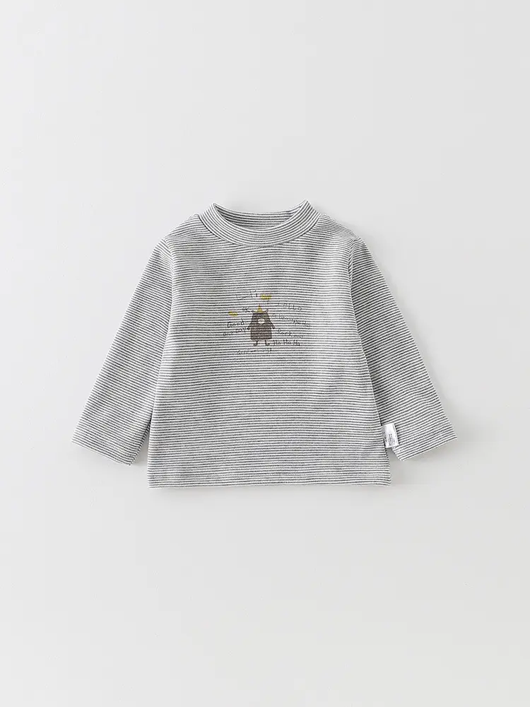 Infant Long Sleeve T-Shirt Set Gray Beige Cartoon Print