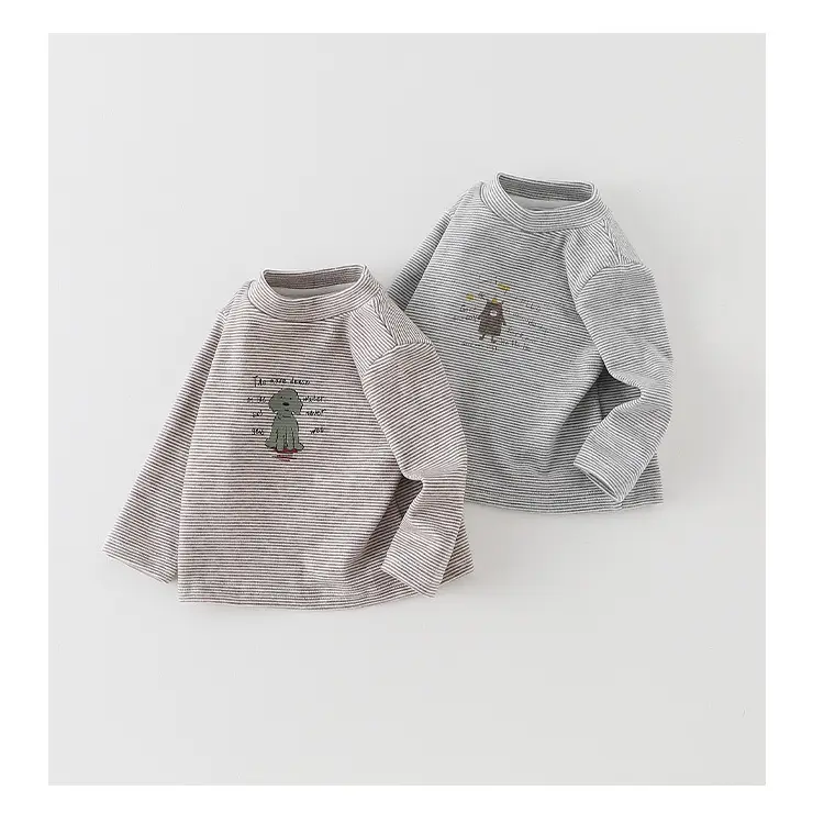Infant Long Sleeve T-Shirt Set Gray Beige Cartoon Print — feature 11