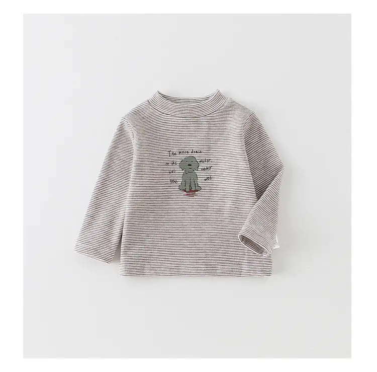 Infant Long Sleeve T-Shirt Set Gray Beige Cartoon Print — feature 15