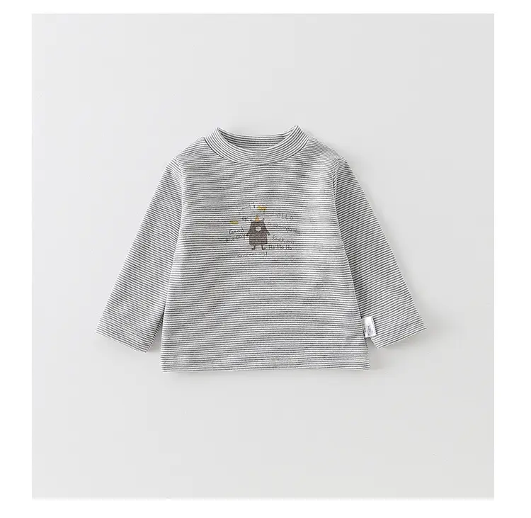 Infant Long Sleeve T-Shirt Set Gray Beige Cartoon Print — feature 16