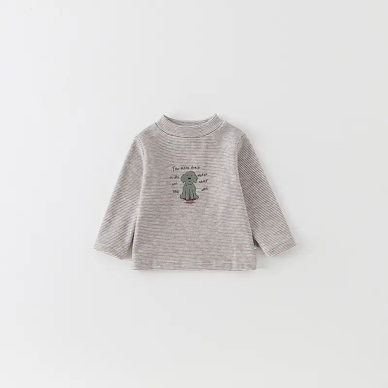 Infant Long Sleeve T-Shirt Set Gray Beige Cartoon Print