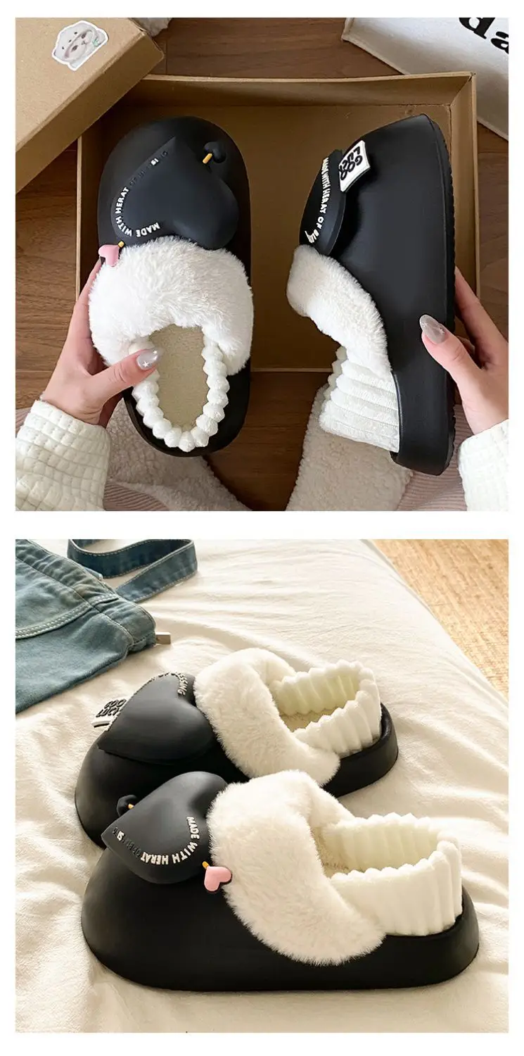 Women's Pink Heart Furry Slippers Winter Warm — feature 18