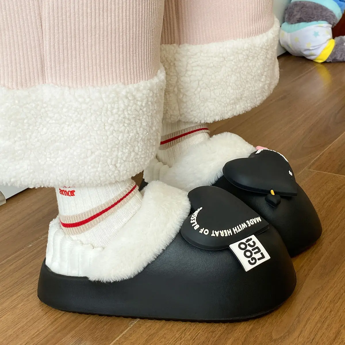 Women's Pink Heart Furry Slippers Winter Warm — feature 25