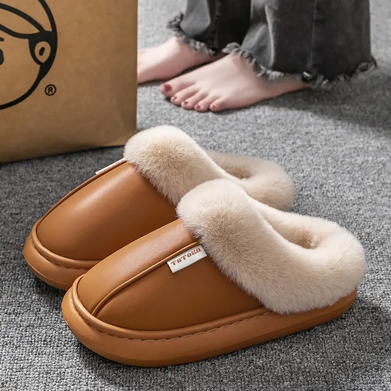 2025 Winter Plush Fleece Lined Slippers for Men Waterproof Warm - Image 6