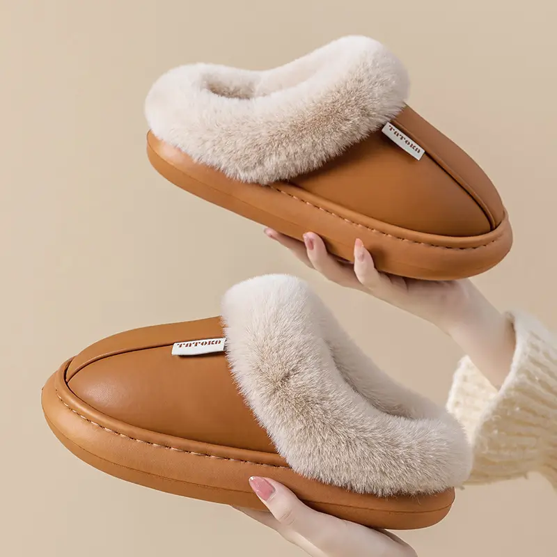 2025 Winter Plush Fleece Lined Slippers for Men Waterproof Warm - Image 8