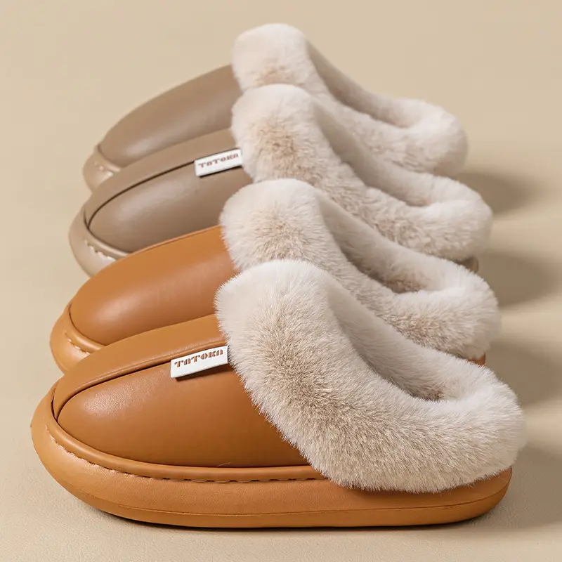2025 Winter Plush Fleece Lined Slippers for Men Waterproof Warm - Image 9