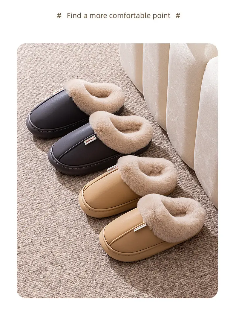2025 Winter Plush Fleece Lined Slippers for Men Waterproof Warm — feature 16