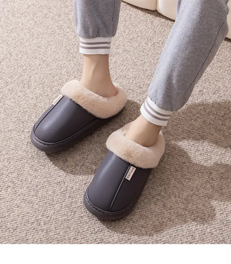2025 Winter Plush Fleece Lined Slippers for Men Waterproof Warm — feature 17