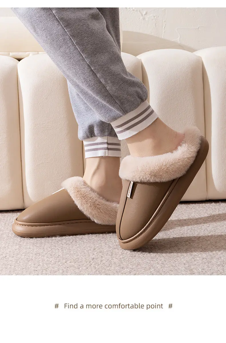 2025 Winter Plush Fleece Lined Slippers for Men Waterproof Warm — feature 18