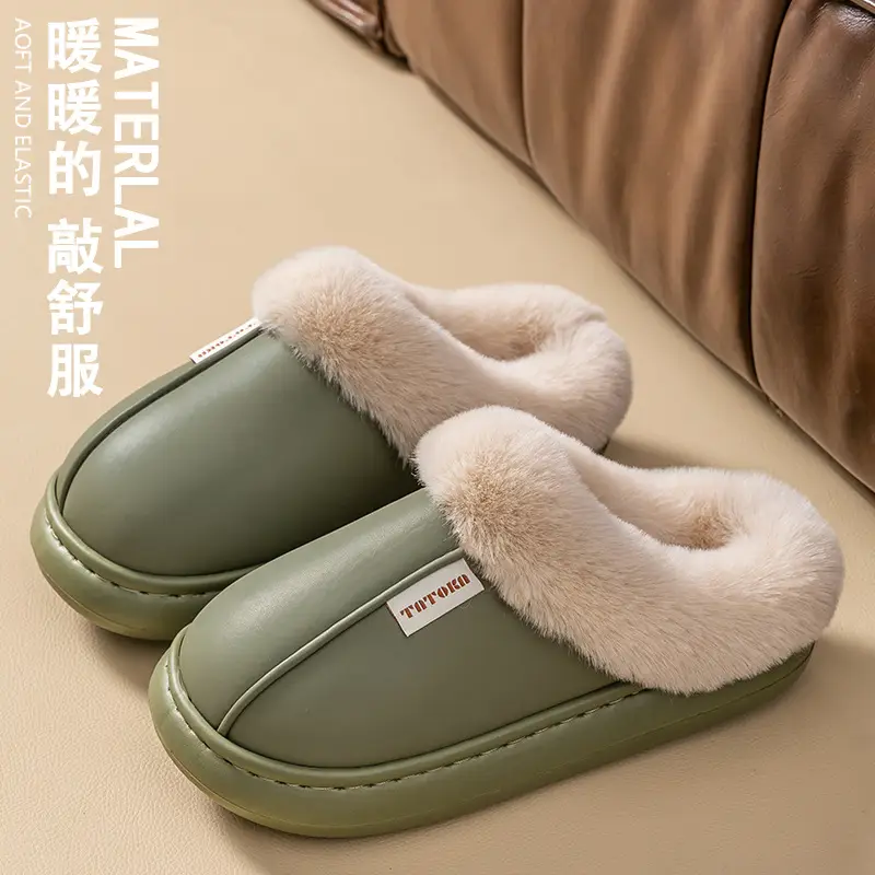 2025 Winter Plush Fleece Lined Slippers for Men Waterproof Warm - Image 3