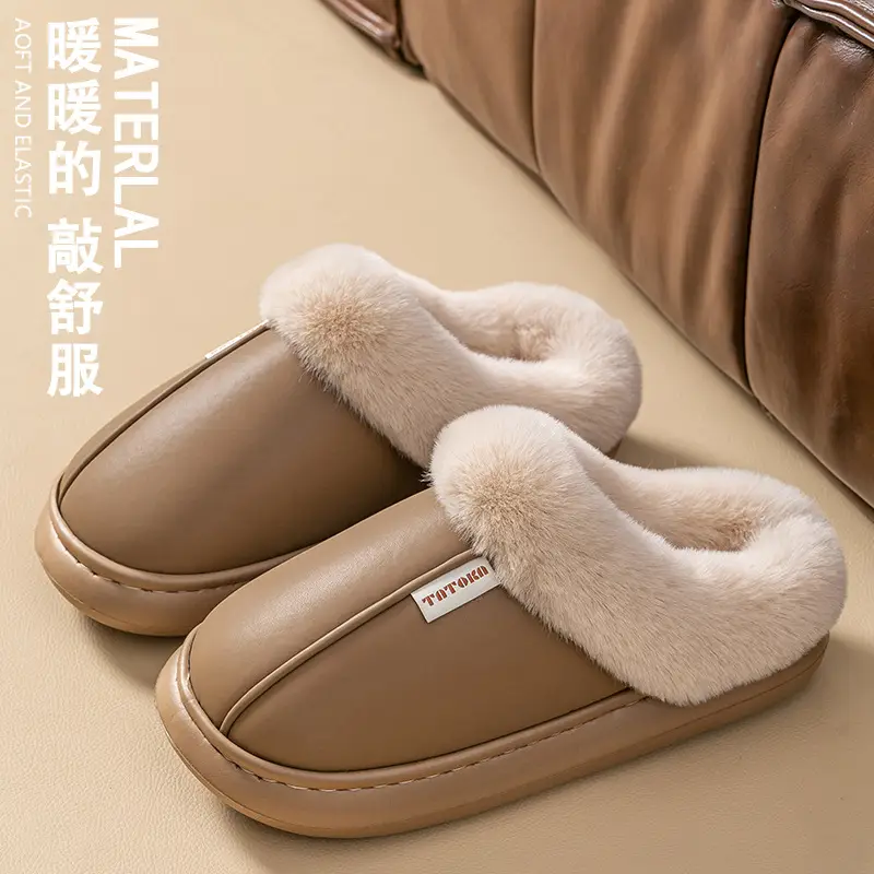 2025 Winter Plush Fleece Lined Slippers for Men Waterproof Warm - Image 5
